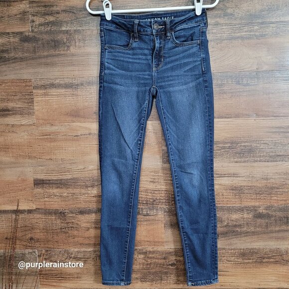 American Eagle Jeans 2 R Jegging Low Rise Next Level Stretch Medium Dark Wash - Picture 1 of 14
